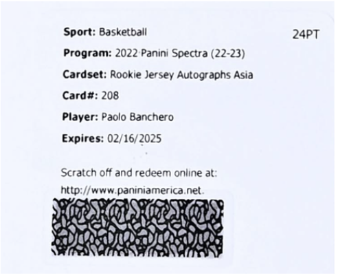 2022-23 Panini Spectra Paolo Banchero Rookie Patch RC Auto Asia